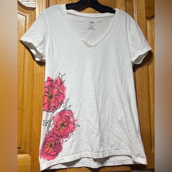 The North Face White Organic Cotton Blend V-Neck T-Shirt Women’s Large - Picture 5 of 7
